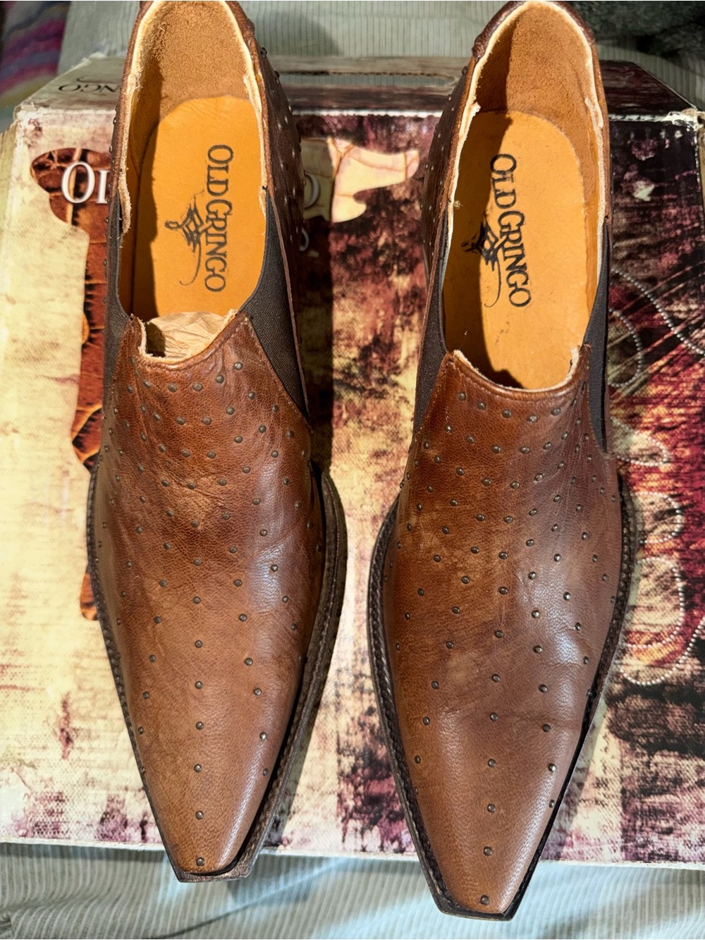 Old Gringo Brown Studded Leather Slip-On Loafers